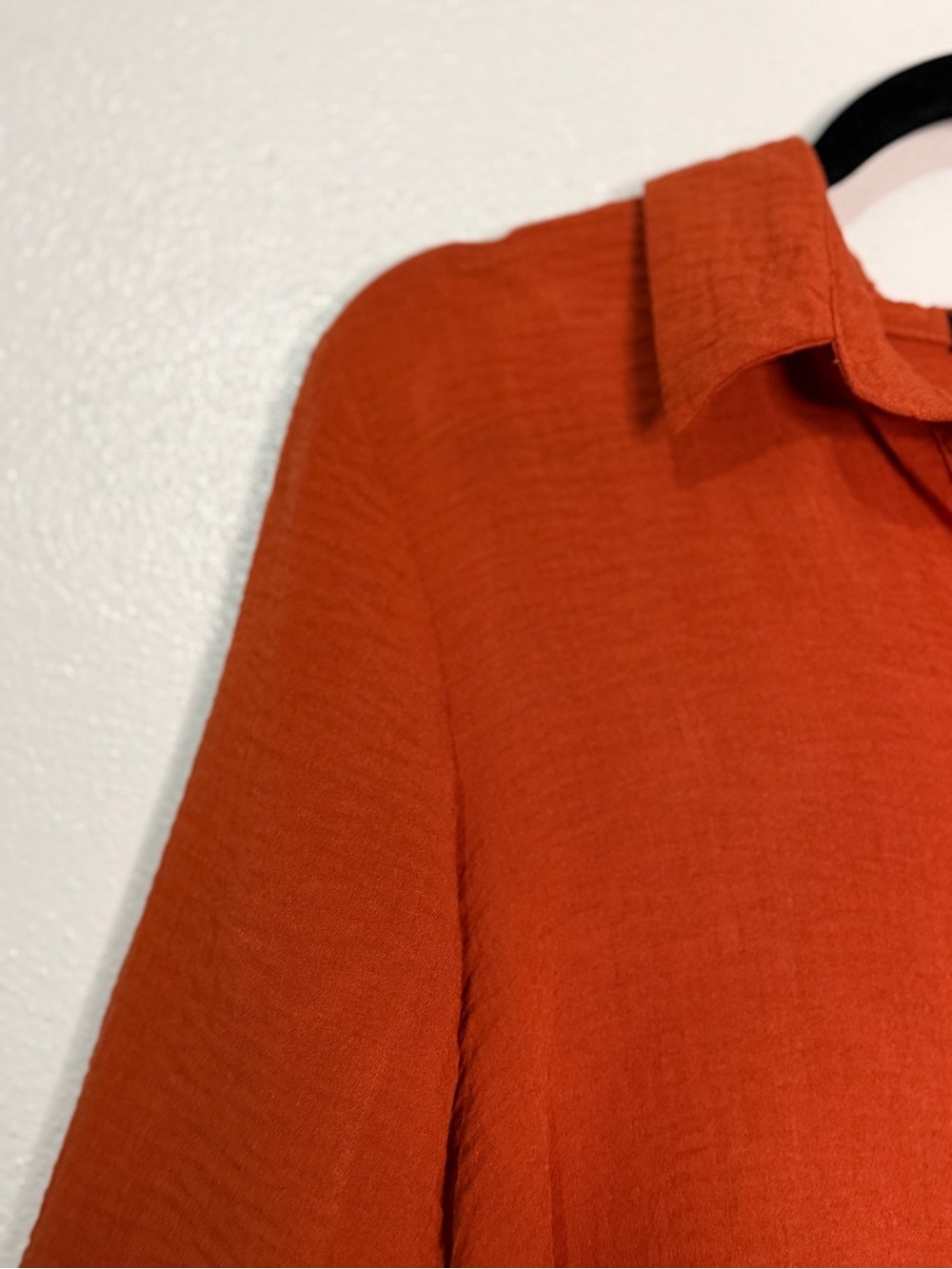 Yushi Burnt Orange Collared Button-Accent Tunic Top. Sz M. - Picture 3 of 8